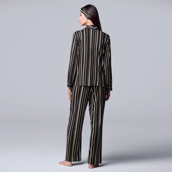 Simply Vera VERA WANG 3PC Pajama Loungewear Set Headband Brown Animal Leopard - Picture 4 of 5